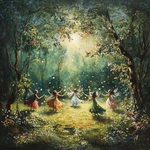 Magical Woodland Clearing with Dancing Fairies