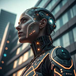 Futuristic Cyborg Portrait with Cybernetic Enhancements