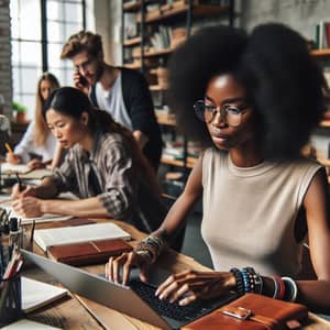 Diverse Group of Copywriters in Creative Office Setting