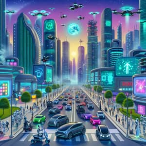 Futuristic Cityscape with AI Technology | Advanced Urban Living