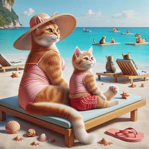 Ginger Cats Enjoying a Day at the Beach