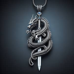 Dragon Pendant Silver Sword Medieval Art