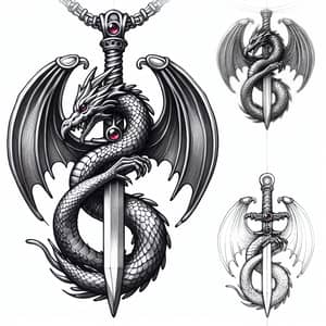 Handcrafted Dragon Pendant with Medieval Sword Design