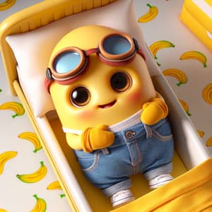 Cute Yellow Minion in Bed | Joyful Scene with Banana Sheets