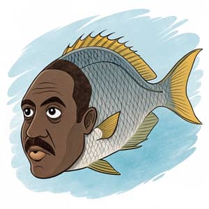 Unique Art: Fish with a Black Man's Face