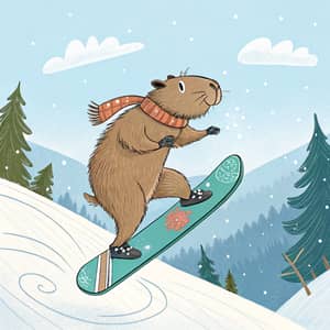 Capybara Mastering a Method Grab on Snowboard