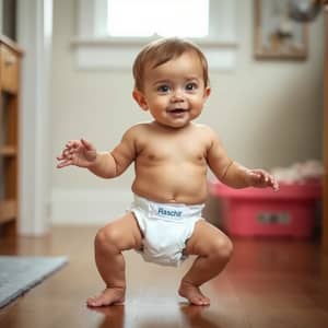 Toddler in Diaper - Cute Baby Moments