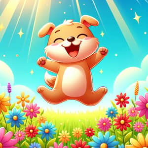 Cheerful Animal Bouncing in Vibrant Field | Exuberant Wildlife Scene