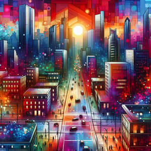 Vibrant Cityscape Painting | Abstract Urban Art