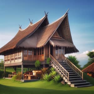 Traditional Indonesian House Surrounded by Greenery