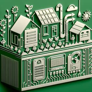 Schematic Micro-Graphics of Heat Pump, Photovoltaic, House, and AC