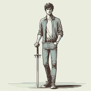 Tall Skinny Unshaven Man with Sword | Street-Style Icon