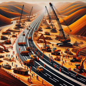 Italian Highway Construction: Bold Earth Tones & Activity