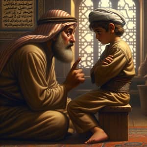 Middle-Eastern Father Teaching Child Life Lesson