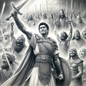 Epic Victory Biblical Pencil Drawing