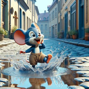 Mickey Blau Splash: Joyful Cartoon Mouse in Action