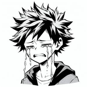 Emotional Manga Boy Crying Illustration