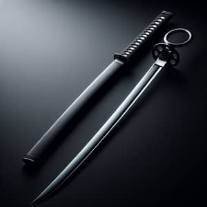 Elegant Japanese Katana Sword on Black Background