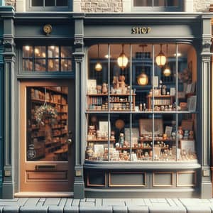 Quaint Shop Front: Wooden Toys, Books & Ceramics Display