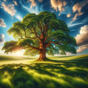 Majestic Tree: Nature's Serenity in a Lush Field