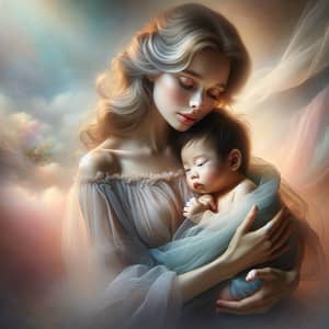 Dreamy Mother and Child Scene: Ethereal Love