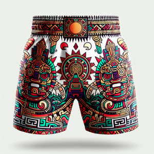 Vibrant Muay Thai Trunks with Aztec Art Design