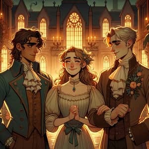 Eleanor, Griffin, Lady Marabelle at Shadows' Manor - Digital Illustration