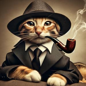 Dapper Cat in Suit and Fedora: A Whimsical Fantasy