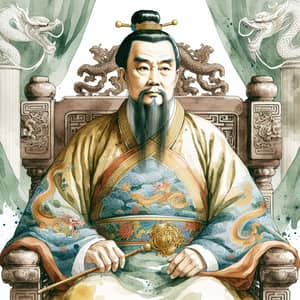 Emperor Kangxi: Watercolor Portrait of Imperial Power