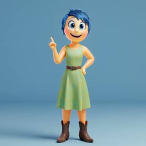 Joyful Midi Blue Dress with Cowboy Boots