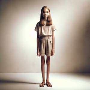 Realistic Image of Eleven-Year-Old Girl with Exceptionally Long Legs