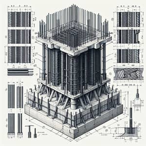 Architectural Column-Footing Details: Plan & Section View