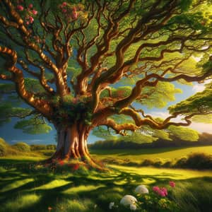 Majestic Tree in Lush Field | Tranquil Nature Scene