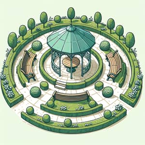 Tranquil Park Scene: Small Round Gazebo & Greenery