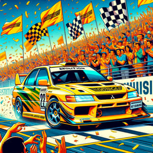 Sporty Mitsubishi Lancer Evolution 3 Racing at Piston Cup