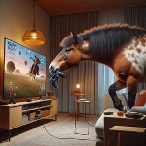 Bronco Playing Video Games: Unusual Wild Horse Entertainment