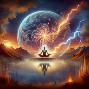 Theta Healing Serene Landscape | Magical Elements Illustration