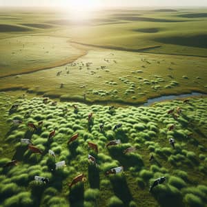 Scenic South African Countryside - Cows Grazing in Pasture