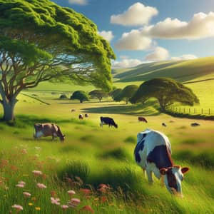 Serenity of Dairy Cows Grazing in South Africa's Verdant Meadows