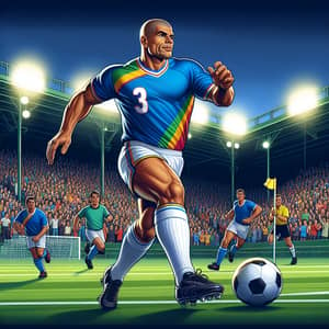 Dynamic Football Game with Hispanic Athlete in Vibrant Kit