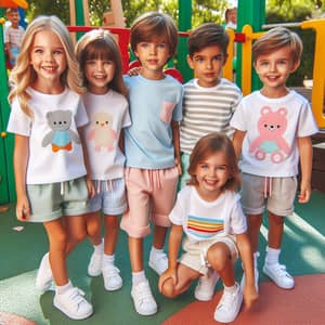 Diverse Group of Children Enjoying Playtime in Colorful Playground