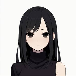 South Asian Female Anime Character with Long Black Hair