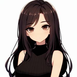 Stylish South Asian Anime Girl with Long Black Hair