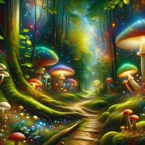 Mystical Forest with Glowing Mushrooms - Explore Enchantment