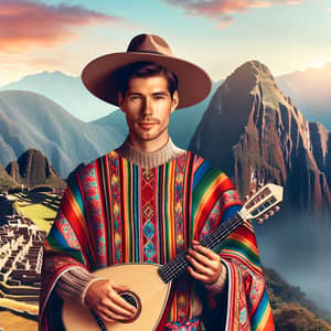 Quechua Man in Traditional Clothing with Charango | Machu Picchu Sunrise