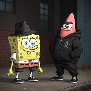 SpongeBob and Gangster F Ones in All Black