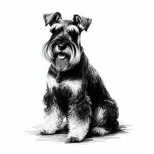 Charming Schnauzer Dry Brush Illustration