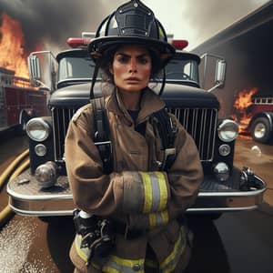 Hispanic Female Firefighter Bravery in Action