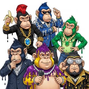 Adorable Ape Mascots in Jewels and Drip