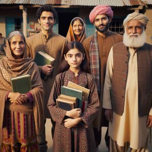 Young South Asian Girl from Tribal Community with Family | Village Setting